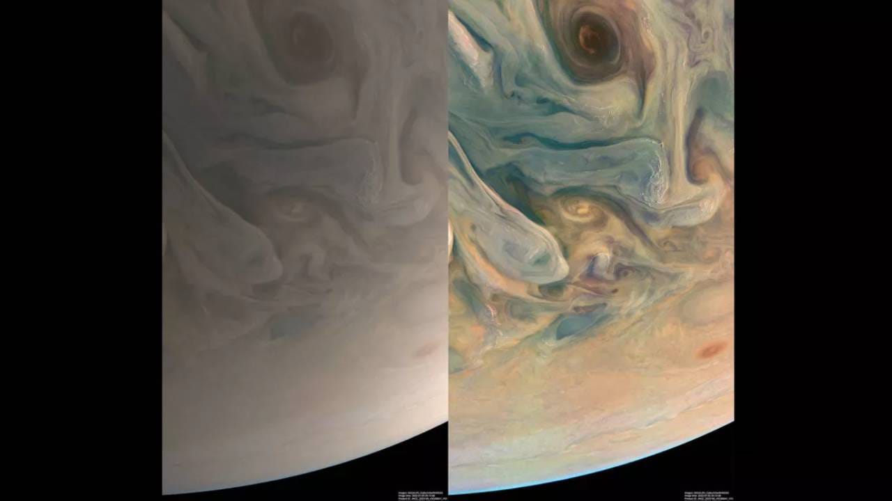 ¿Cómo sería Júpiter si pudiéramos verlo de cerca a simple vista?  Aquí hay dos nuevas fotos tomadas cerca